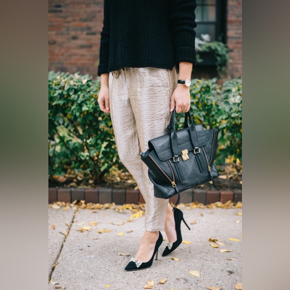 3.1 Philip Lim Medium Pashli Satchel in Black/Gold